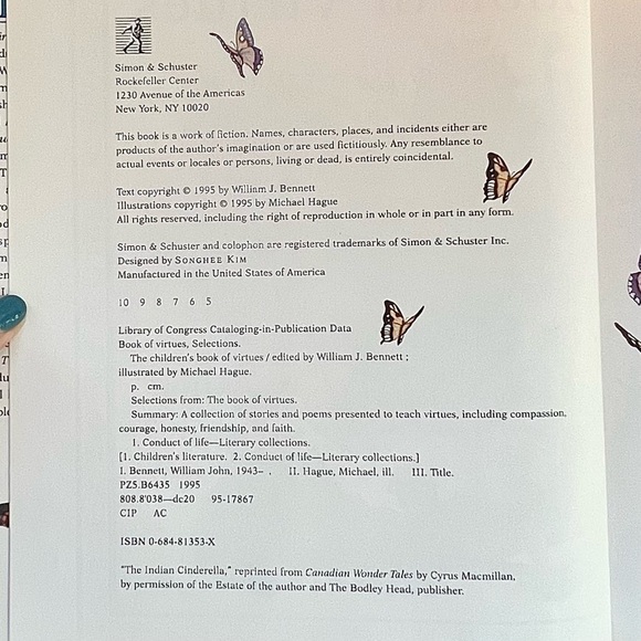 Children’s Book of Virtues w/ Dust Cover 1995 Like New - Picture 4 of 12